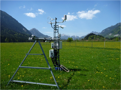 Eddy-Kovarianz-Station auf dem voralpinen Grünlandstandort Graswang